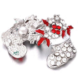 10pcs Christmas Stocking Snap Buttons Rhinestone for 18mm Snap Bracelet
