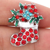 10pcs Christmas Stocking Snap Buttons Rhinestone for 18mm Snap Bracelet