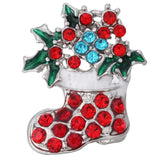 10pcs Christmas Stocking Snap Buttons Rhinestone for 18mm Snap Bracelet