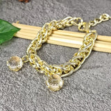 Thick Cuban Chain Bracelet with Cut Zircon - WB1238G