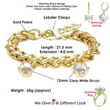 Thick Cuban Chain Bracelet with Cut Zircon - WB1238G
