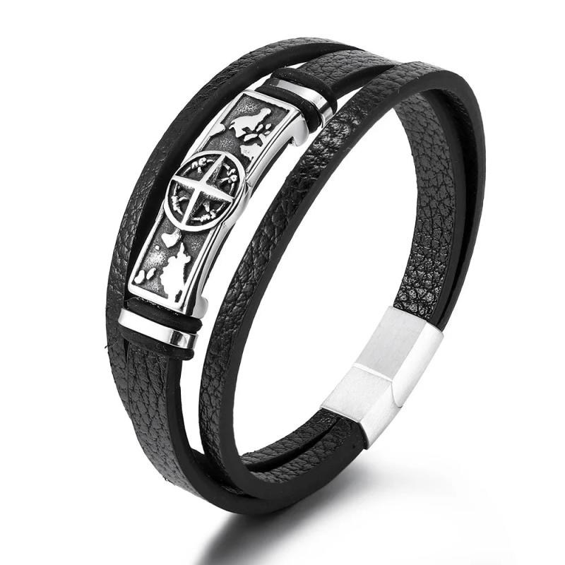 Viking Vintage Compass Multilayer Leather Bracelet Christmas Gift