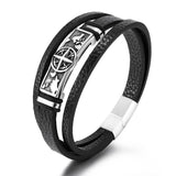 Viking Vintage Compass Multilayer Leather Bracelet Christmas Gift