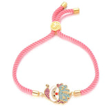 Kids Santa Claus Charm Bracelet Christmas Colorful Zircon Beads Rope Chain