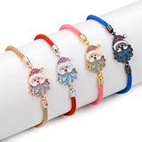 Kids Santa Claus Charm Bracelet Christmas Colorful Zircon Beads Rope Chain