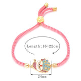 Kids Santa Claus Charm Bracelet Christmas Colorful Zircon Beads Rope Chain