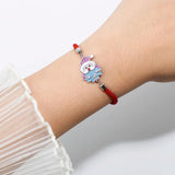 Kids Santa Claus Charm Bracelet Christmas Colorful Zircon Beads Rope Chain