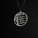 Personalized Tree of Life Necklace Stainless Steel Family Names Pendant