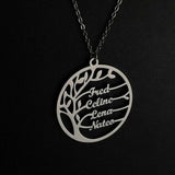 Personalized Tree of Life Necklace Stainless Steel Family Names Pendant