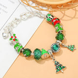 Green Beads Christmas Tree Charm Bracelets For Women