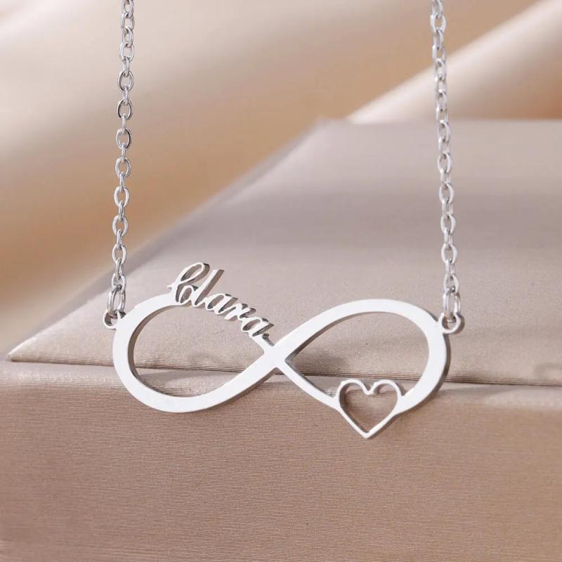Custom Name Heart Infinity Necklace For Women Stainless Steel