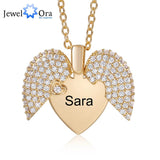 Custom Name Heart Locket Necklace Zirconia Paved Engraved Pendant
