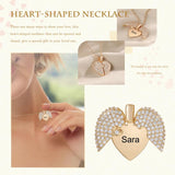 Custom Name Heart Locket Necklace Zirconia Paved Engraved Pendant