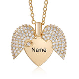 Custom Name Heart Locket Necklace Zirconia Paved Engraved Pendant