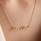 Personalized Heart Nameplate Necklace Custom Stainless Steel Two Name Pendant