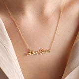 Personalized Heart Nameplate Necklace Custom Stainless Steel Two Name Pendant