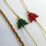 Macrame Christmas Tree Bracelet XMAS Lucky Charm Couple Gift