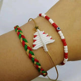 Macrame Christmas Tree Bracelet XMAS Lucky Charm Couple Gift