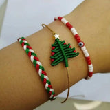Macrame Christmas Tree Bracelet XMAS Lucky Charm Couple Gift