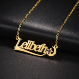 Customized Name Necklace for Women with Zircon Star Moon Pendant