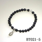 Natural Stone 6mm Round Beads Bracelet with Alloy Accessories