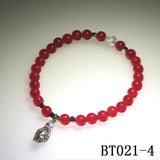 Natural Stone 6mm Round Beads Bracelet with Alloy Accessories
