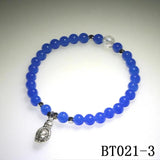 Natural Stone 6mm Round Beads Bracelet with Alloy Accessories