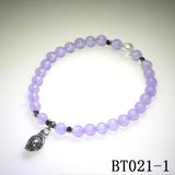 Natural Stone 6mm Round Beads Bracelet with Alloy Accessories