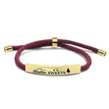 Stainless Steel and Red Braided Rope Bracelet Engraved Merry Christmas Gift