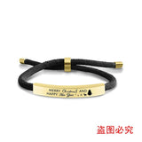 Stainless Steel and Red Braided Rope Bracelet Engraved Merry Christmas Gift