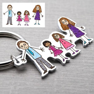 Custom Child's Drawing Keychain Personalized Handwriting Keyring