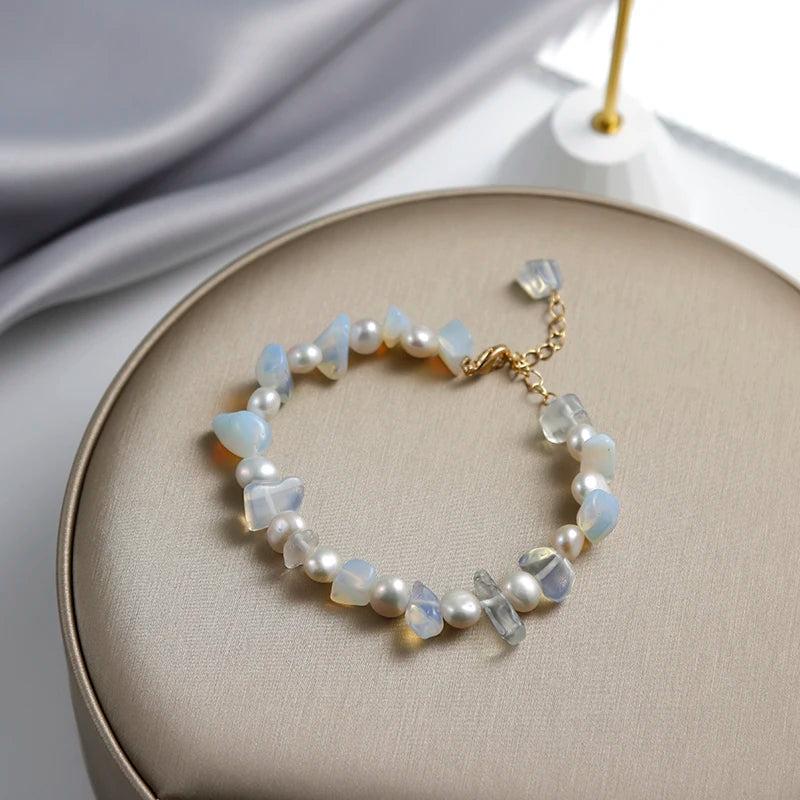 14K Filled Pearl Moonstone Crystal Bracelet Wedding Gift