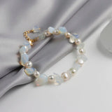 14K Filled Pearl Moonstone Crystal Bracelet Wedding Gift