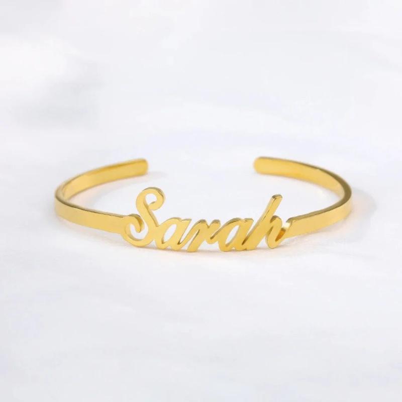 Personalized Name Bracelets Stainless Steel 18k Plated Bangle