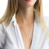 Custom Name Initial Necklace Men Women Personalized Letter Pendant Nameplate Jew