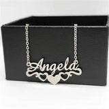 Custom Name Necklace Heart Pendant Stainless Steel Chain