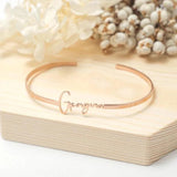 Women's Name Bangle Personalized Stainless Steel Bracelet Adjustable Jewelry
