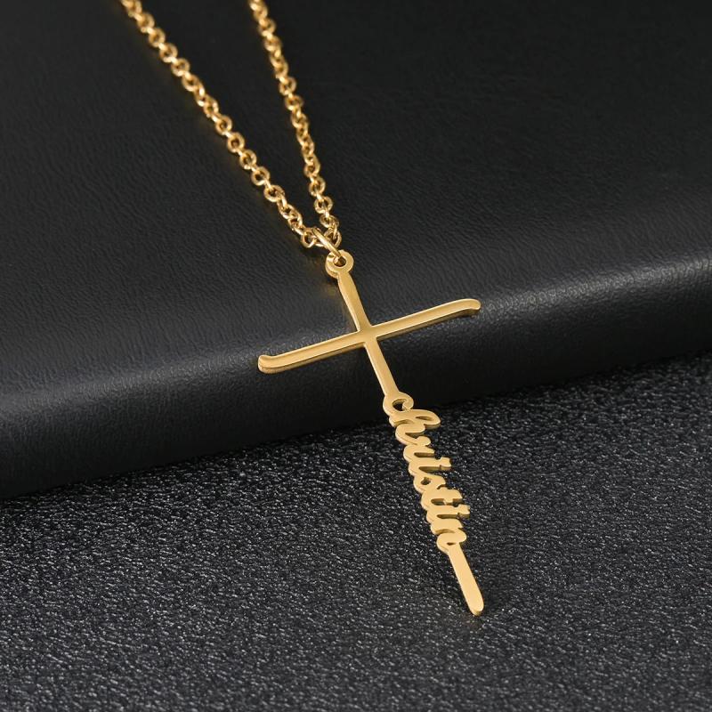 Custom Name Pendant Zirconia Stone Stainless Steel Letter Necklace