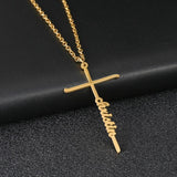 Custom Name Pendant Zirconia Stone Stainless Steel Letter Necklace