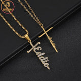Custom Name Pendant Zirconia Stone Stainless Steel Letter Necklace