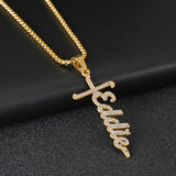 Custom Name Pendant Zirconia Stone Stainless Steel Letter Necklace