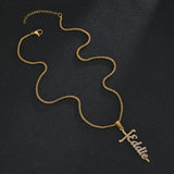 Custom Name Pendant Zirconia Stone Stainless Steel Letter Necklace