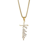 Custom Name Pendant Zirconia Stone Stainless Steel Letter Necklace