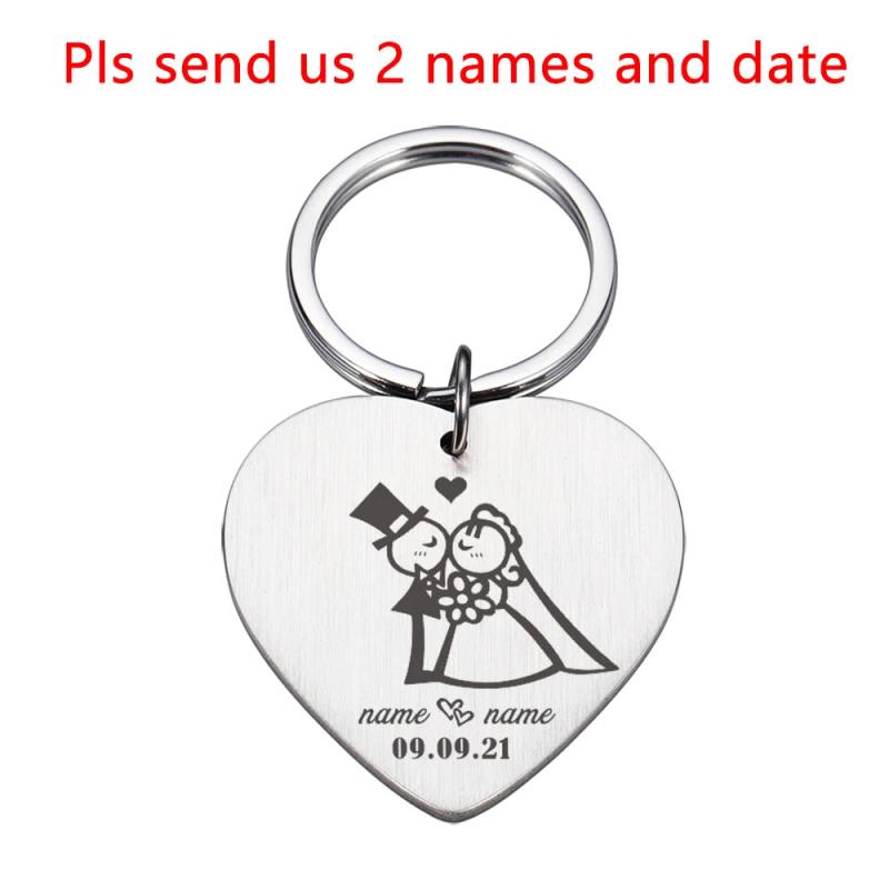 Personalized Name & Date Keychains Anniversary Wedding Gift for Boyfriend