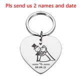 Personalized Name & Date Keychains Anniversary Wedding Gift for Boyfriend