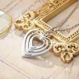 JewelOra Custom 3 Hearts Pendant Necklace Personalized Engraving Name