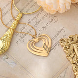 JewelOra Custom 3 Hearts Pendant Necklace Personalized Engraving Name