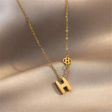 Initial Letter H Necklace For Women Jewelry Girl Gift Stainless Steel