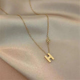 Initial Letter H Necklace For Women Jewelry Girl Gift Stainless Steel