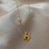 Initial Letter H Necklace For Women Jewelry Girl Gift Stainless Steel